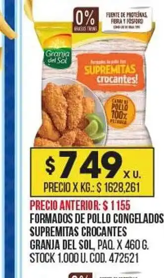 Coto Formados de pollo congelados supremitas crocantes granja del sol oferta