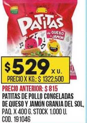 Coto Patitas de pollo congeladas de queso y jamón granja del sol oferta