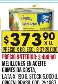 Coto Mejillones en aceite gomes da costa oferta