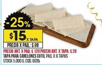 Coto Tapa para canelones coto oferta