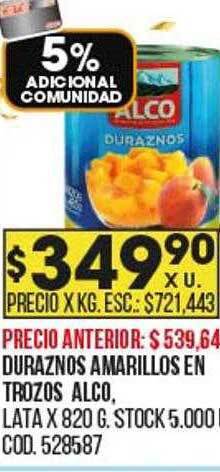 Coto Duraznos amarillos en trozos alco oferta