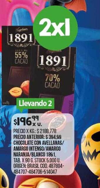 Coto Chocolate con avellanas amargo intenso amargo naranja blanco 1891 oferta