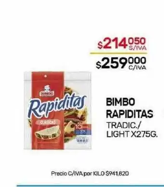Nini Mayorista Bimbo rapiditas tradic light oferta