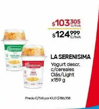 Nini Mayorista La serenisima yogurt descr c cereales clás light oferta