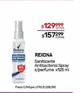 Nini Mayorista Rexona sanitizante antibacterial spray s perfume oferta