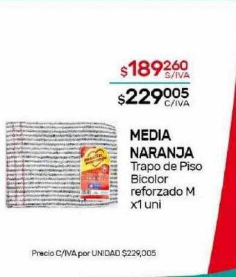 Nini Mayorista Media naranja trapo de piso bicolor reforzado m oferta