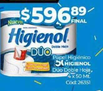 Diarco Papel higiénico higienol duo doble hoja oferta