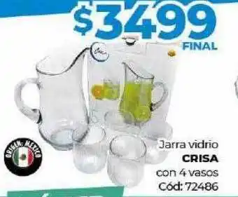 Diarco Jarra vidrio crisa con 4 vasos oferta