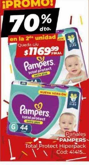 Diarco Pañales pampers total protect hiperpack oferta