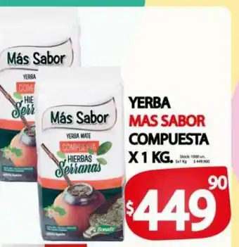 Supermercados Becerra Yerba Mas Sabor Compuesta x 1 kg. oferta