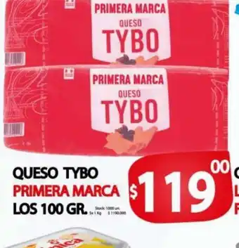 Supermercados Becerra Queso Tybo Primera Marca Los 100 gr oferta