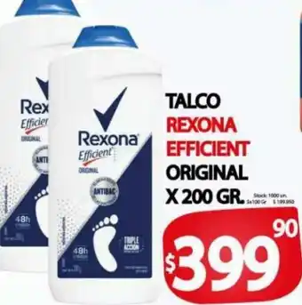 Supermercados Becerra Talco Rexona Efficient Original x 200 gr oferta