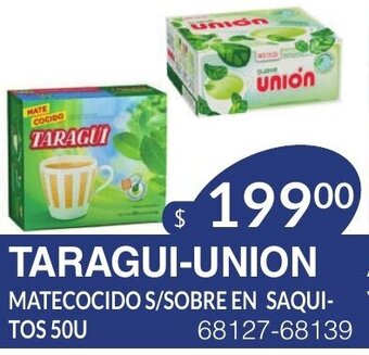 Masivos Taragui-Union Matecocido S/Sobre En Saquitos 50 u oferta