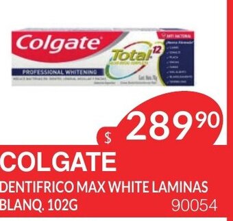 Masivos Colgate Dentifrico Max White Laminas Blanq. 102g oferta