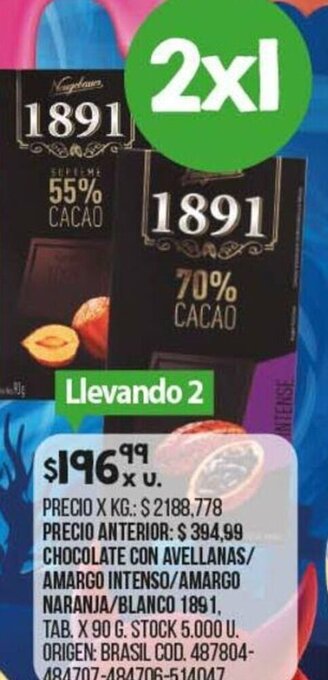 Coto Chocolate Con Avellanas/Amargo Intenso/Amargo Naranja/Blanco 1891 oferta