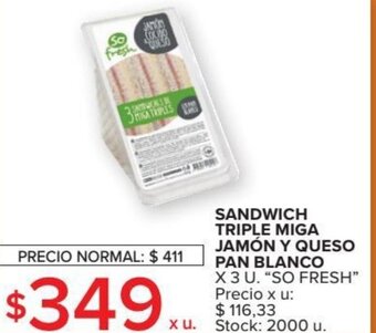Carrefour Market Sandwich Triple Miga Jamón Y Queso Pan Blanco oferta
