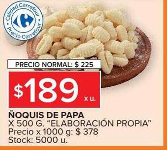 Carrefour Ñoquis de papa elaboración propia oferta