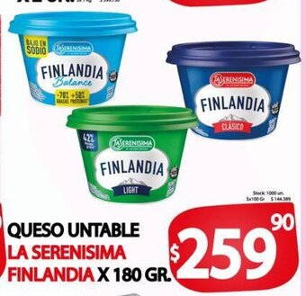 Supermercados Mariano Max Queso Untable La Serenisima Finlandia x 180gr oferta