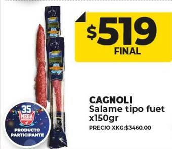 Supermayorista Vital Cagnoli salame tipo fuet oferta