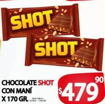 Supermercados Becerra Chocolate shot con maní oferta