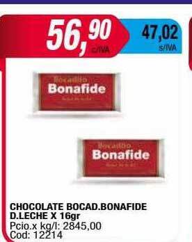 Maxiconsumo Chocolate bocad.bonafide d.leche x 16gr oferta