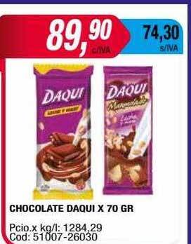 Maxiconsumo Chocolate daqui x 70 gr oferta