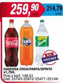 Maxiconsumo Gaseosa coca-fanta-sprite oferta