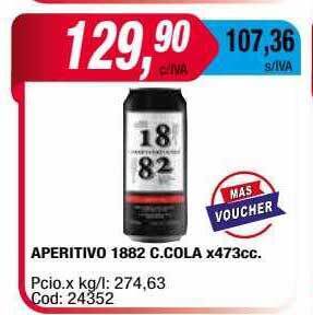 Maxiconsumo Aperitivo 1882 c.cola x473cc oferta