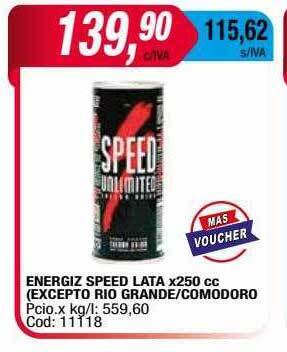Maxiconsumo Energiz speed lata x250 cc excepto rio grande-comodoro oferta