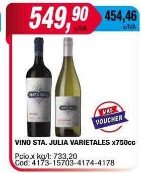 Maxiconsumo Vino sta. julia varietales oferta