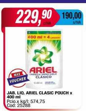 Maxiconsumo Jab. liq. ariel clasic pouch oferta