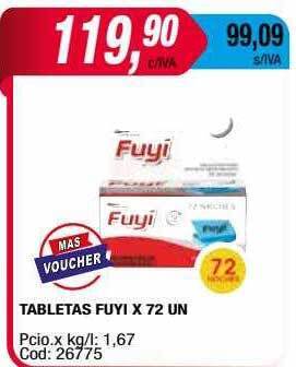Maxiconsumo Tabletas fuyi x 72 oferta