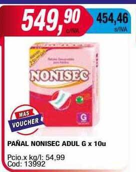 Maxiconsumo Pañal nonisec adul g oferta