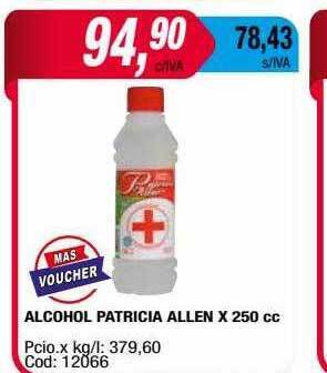 Maxiconsumo Alcohol patricia allen x 250 cc oferta