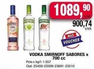 Maxiconsumo Vodka smirnoff sabores x 700 cc oferta
