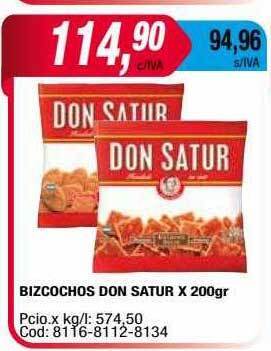 Maxiconsumo Bizcochos don satur x 200gr oferta