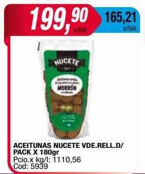 Maxiconsumo Aceitunas nucete vde.rell.d-pack x 180gr oferta