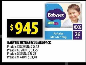 Punto Mayorista Babysec ultrasec jumbopack oferta