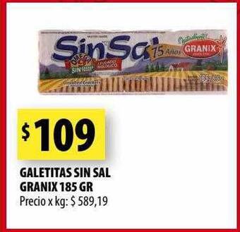 Punto Mayorista Galetitas sin sal granix oferta