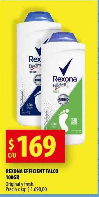 Punto Mayorista Rexona efficient talco oferta