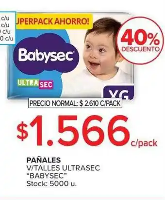 40% descuneto pañales v-talles ultrasec babysec