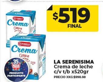 Supermayorista Vital La serenisima crema de leche oferta