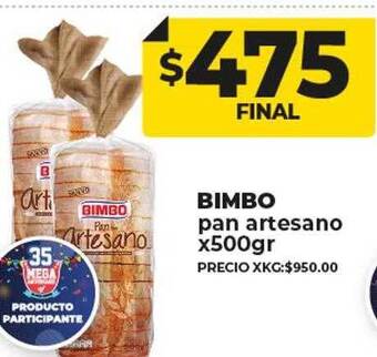 Supermayorista Vital Bimbo pan artesano oferta