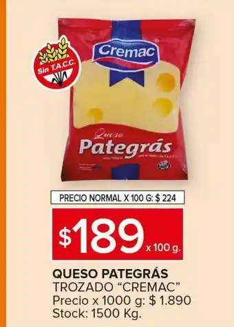 Carrefour Queso pategrás cremac x 1000g oferta