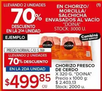 Carrefour Chorizo fresco de cerdo x 320g doina oferta