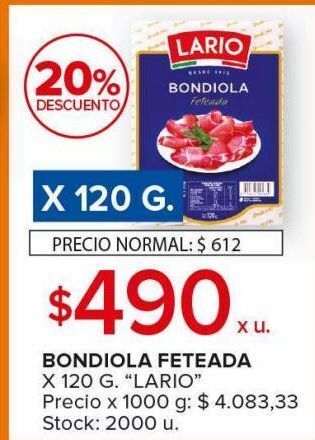 Carrefour Bondiola feteada lario x 120g oferta