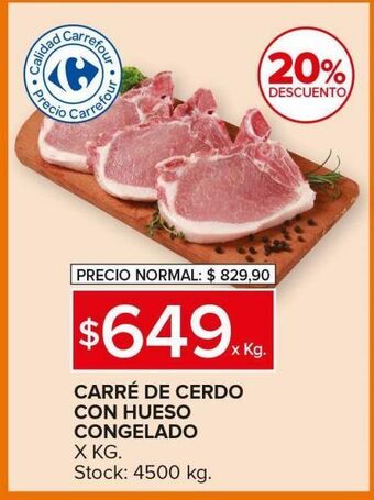 Carrefour Carré de cerdo con hueso congelado x kg oferta