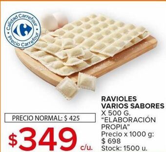 Carrefour Ravioles varios sabores x 500g oferta