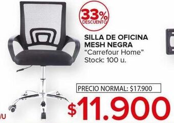 Carrefour Silla de oficina mesh negra oferta