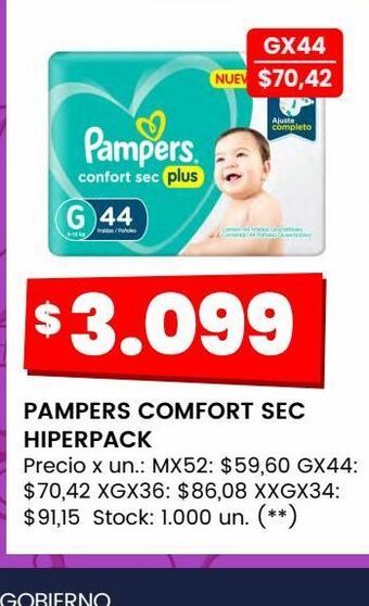 Changomas Pampers comfort sec hiperpack oferta